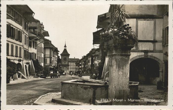 Morat Murten Hauptgasse Brunnen