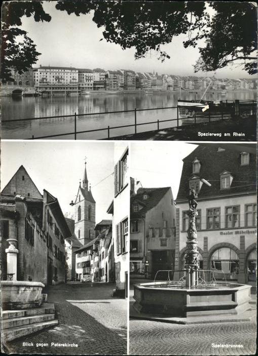 Basel BS Spazierweg am Rhein Peterskirche, Spalenbrunnen