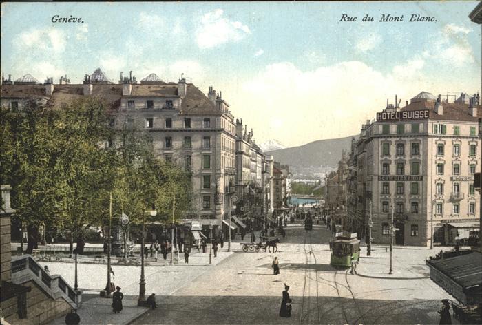 Geneve GE Genf Rue du Mont Blanc, Strassenbahn