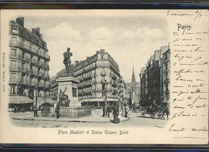 Paris Place Maubert Statue Etienne Dolet