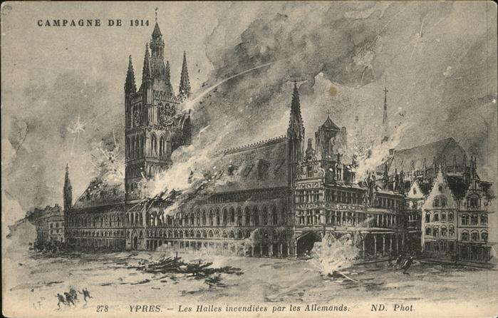 Ypern Ypres Les Halles incendiees