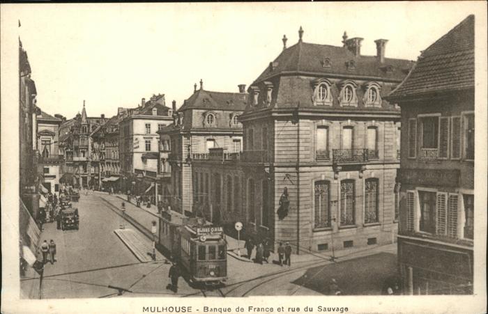 Mulhouse Muehlhausen Banque de France Straßenbahn