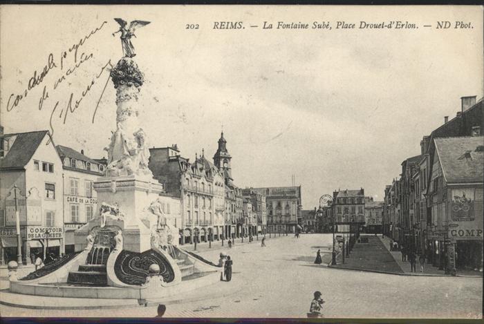 Reims Champagne Ardenne Fontaine Sube Place Drouel Erlon