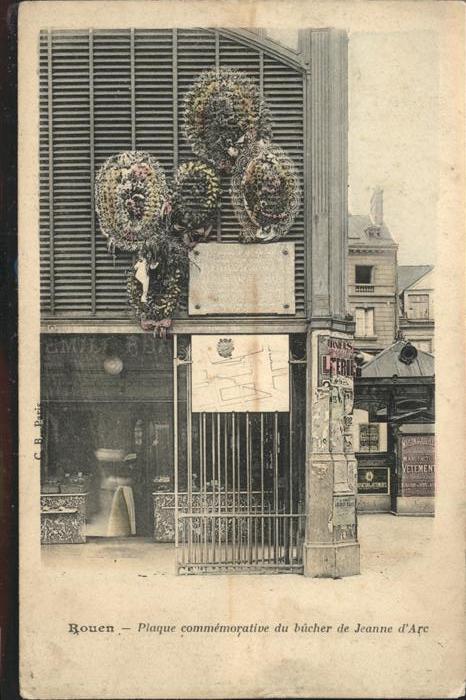 Rouen Plaque commemorative du bucher de Jeann