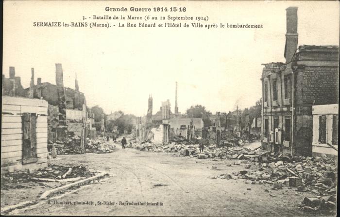 Sermaize-les-Bains Rue Benard Hotel de Ville apres bombard