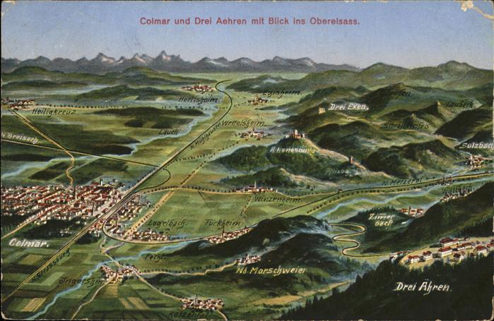 Colmar Haut Rhin Elsass Drei Aehren mit Blick ins Oberelsass
