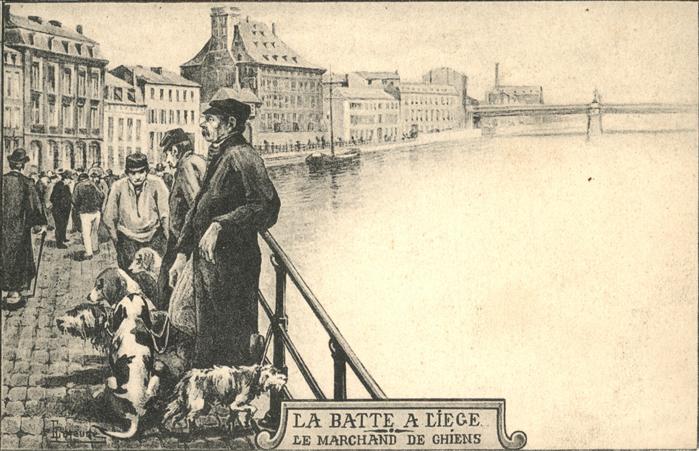Kuenstlerkarte Marchand Ghiens Hunde Brücke