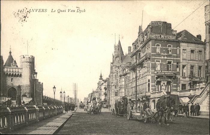Anvers Antwerpen Quai Van Dyck Kutsche Hotel Restaurant