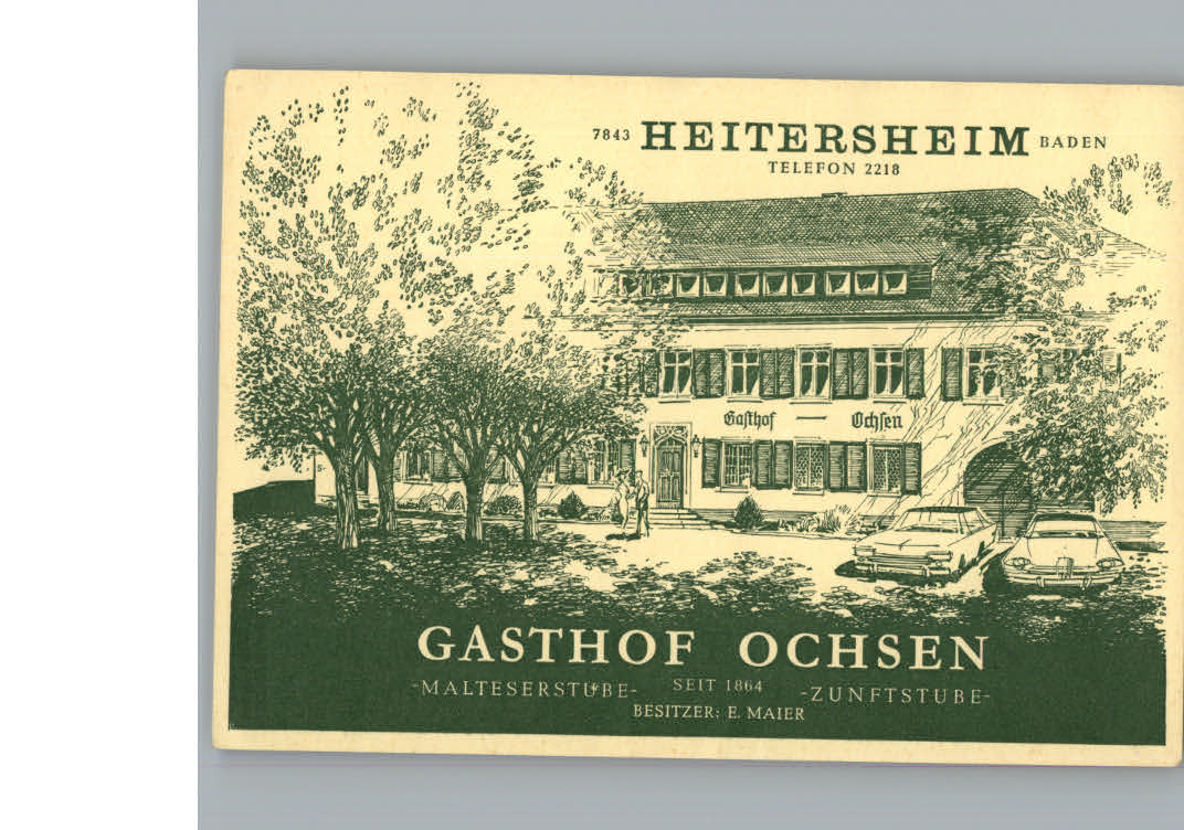 Heitersheim Werbe-Karte Gasthof Ochsen