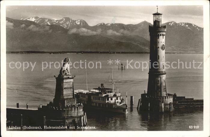 Leuchtturm Lighthouse Dampfer Lindau-Bodensee Hafeneinfahrt S