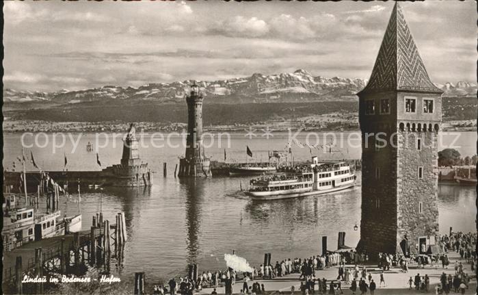 Dampfer Binnenschifffahrt Leuchtturm Lindau i. B. Hafen