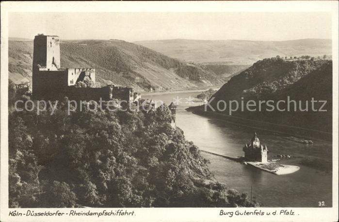 Foto Kratz Nr. 32 Burg Gutenfels die Pfalz Rhein