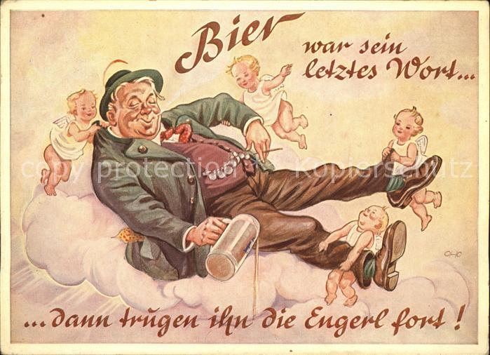 Bier Engel Wolke Zigarillo Lengauer-Karte Nr