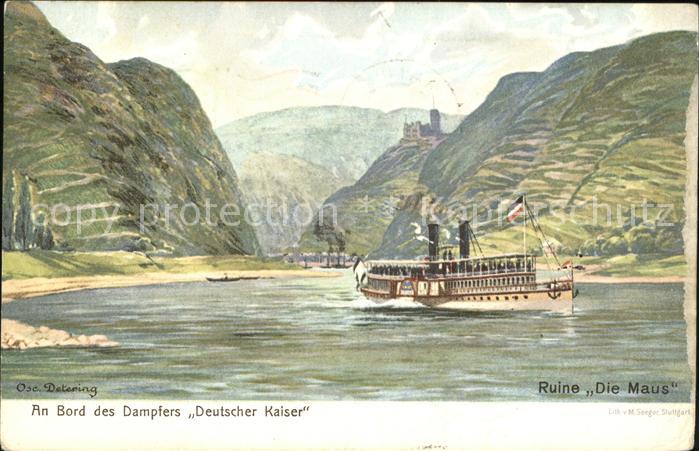 Dampfer Seitenrad Deutscher Kaiser Ruine Die Maus Künstle