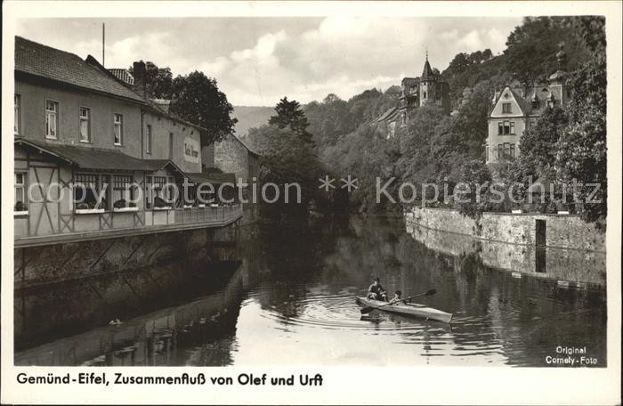 Foto Cornely Nr. 382 Gemünd-Eifel Zusammenfluß Olef Urft