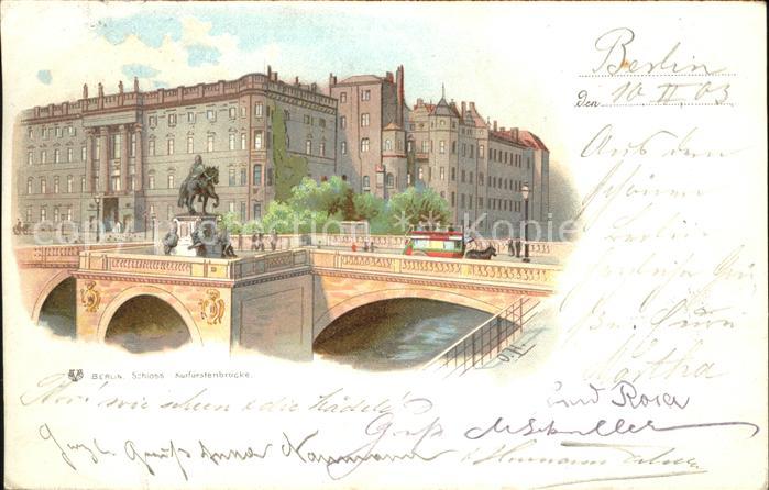 BERLIN  CITY Schloss und Kurfuerstenbruecke Kuenstlerkarte Kutsche