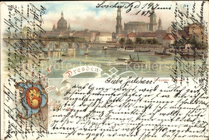 DRESDEN Elbe Panorama mit Bruecke