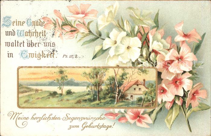 Gedicht auf AK Kirche Blumen Geburtstag