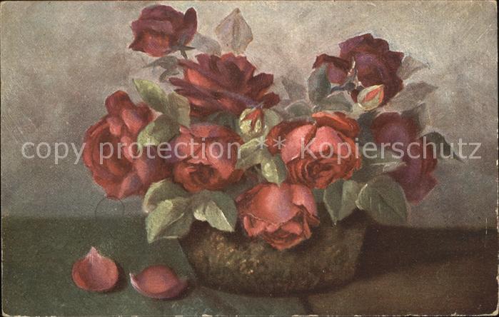 Kuenstlerkarte Rosen Vase
