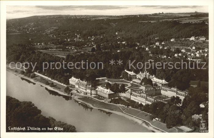 Pillnitz Fliegeraufnahme Elbe Lustschloss