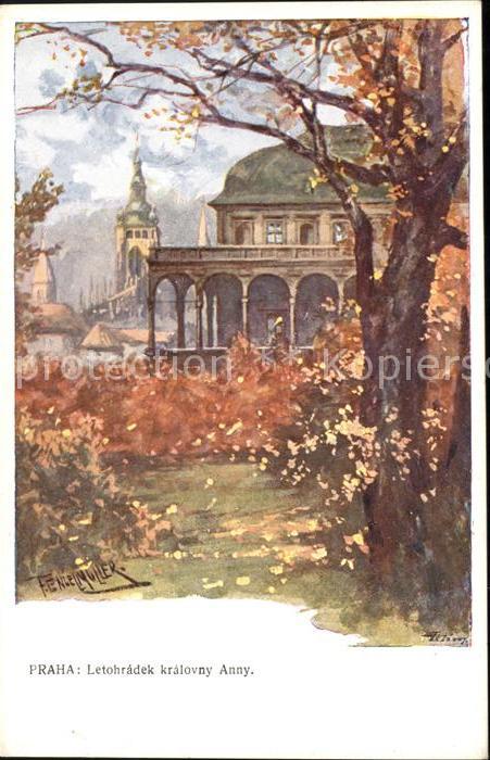 Praha Prahy Prague Künstlerkarte F. E. Letohradek kralovny