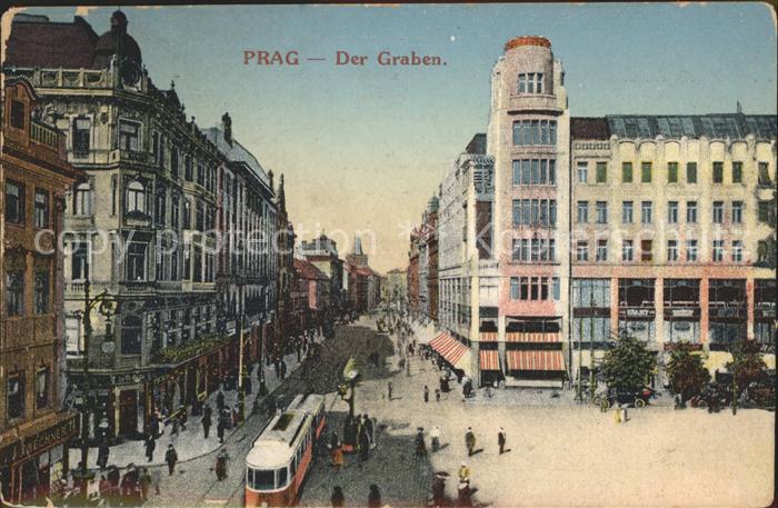 Prag Prahy Prague Der Graben Strassenbahn