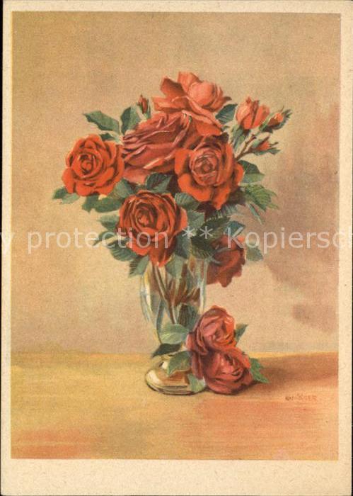 Kuenstlerkarte Rosen Vase