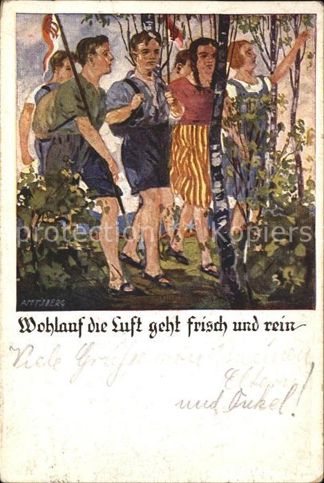 Kuenstlerkarte Wohlauf die Luft geht frisch Sport