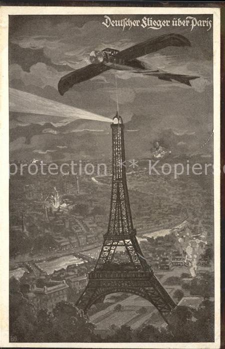 Flugzeuge Militaria Deutscher Flieger Paris Eiffelturm