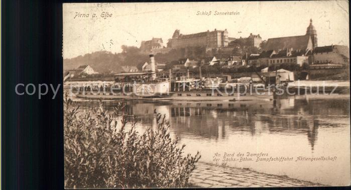 Dampfer Seitenrad Elbe Pirna Schloss Sonnenstein