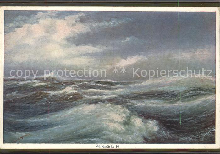 Kuenstlerkarte Windstärke 10 Primus Postkarte