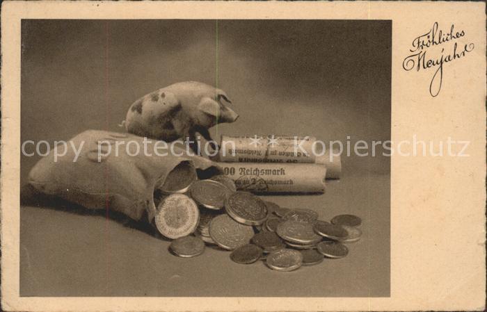 Neujahr Geld Schwein