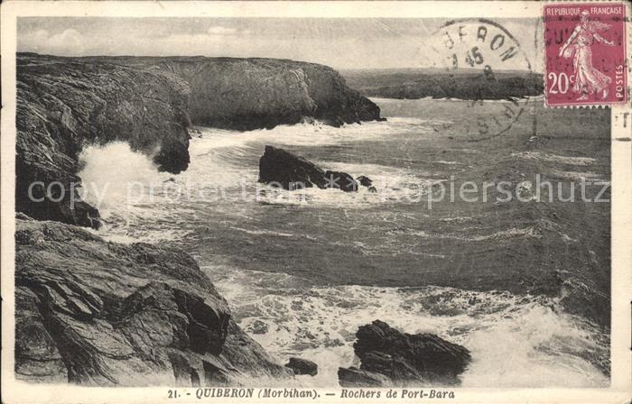 Quiberon Morbihan Rochers de Port Bara Stempel auf AK