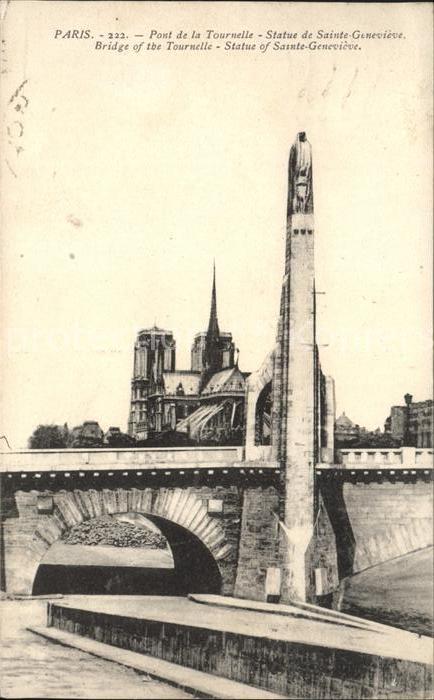 Paris Pont de la Tournelle Statue de Sainte G