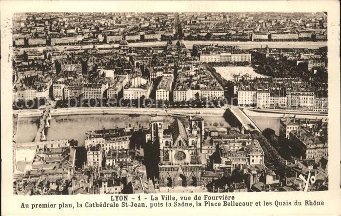 Lyon France Vue de Fourviere Cathedrale Place Belle