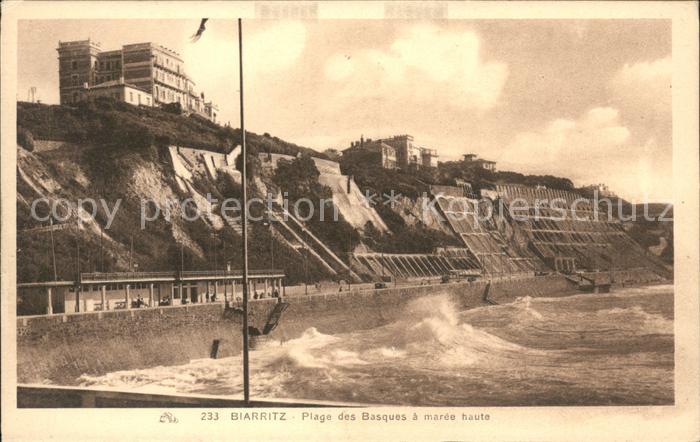 Biarritz Pyrenees Atlantiques Plage des Basques a maree haute