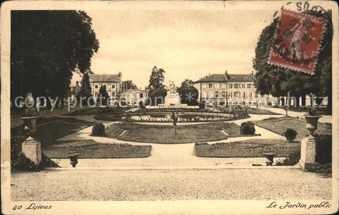 Lisieux Jardin public Monument Stempel auf AK