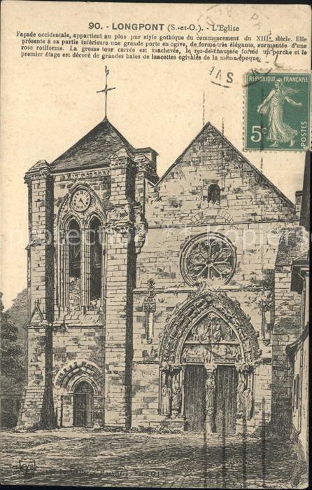 Longpont-sur-Orge Eglise Stempel auf AK