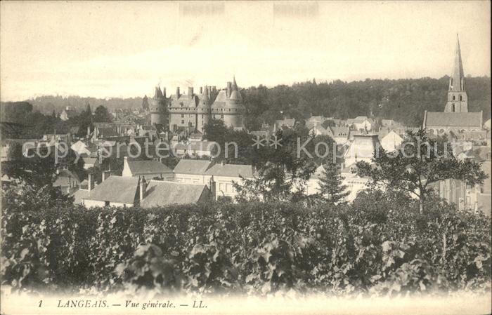 Langeais Vue generale Chateau Eglise