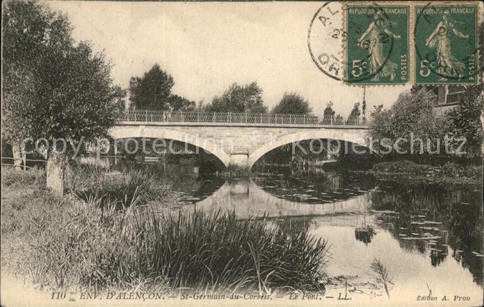 Saint-Germain-du-Corbeis Pont Bords de la riviere Stempel auf AK