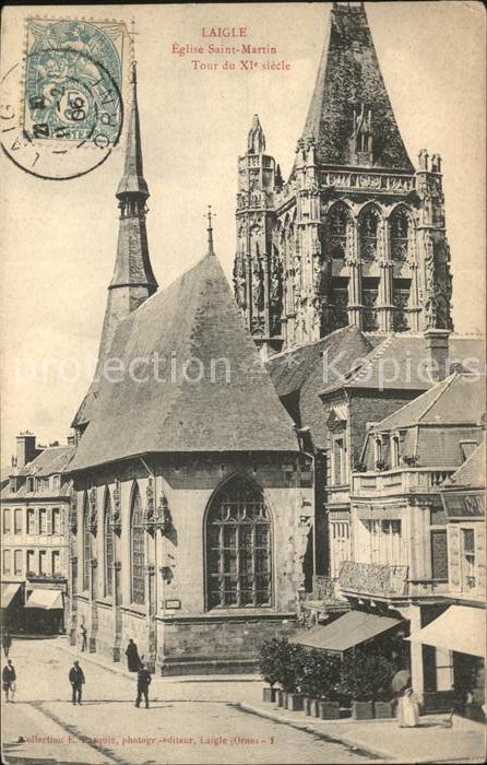 L Aigle Eglise Saint Martin Stempel auf AK