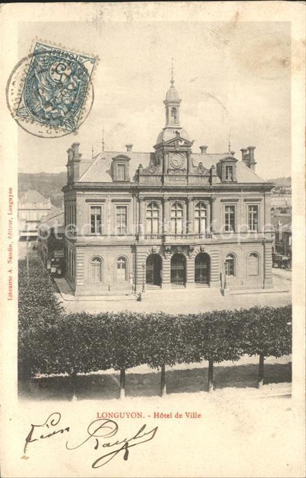 Longuyon Hotel de Ville Stempel auf AK