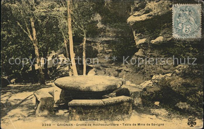 Rochecourbiere Grotte Table de Mme de Sevigne Stempel