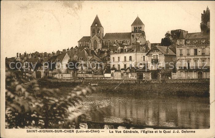 Saint-Aignan Loir-et-Cher Bords de la riviere Eglise et Quai J. J