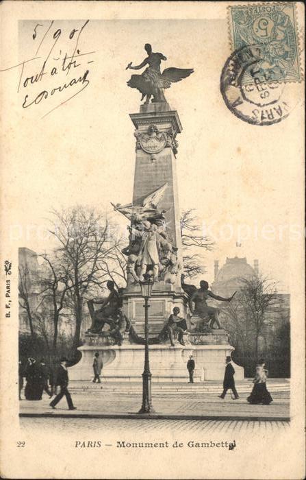 Paris Monument de Gambetta Statue Stempel auf