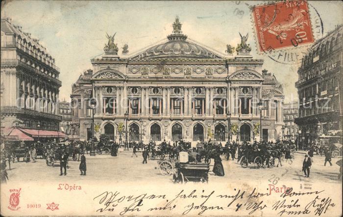 Paris Opera Pferdedroschke Stempel auf AK