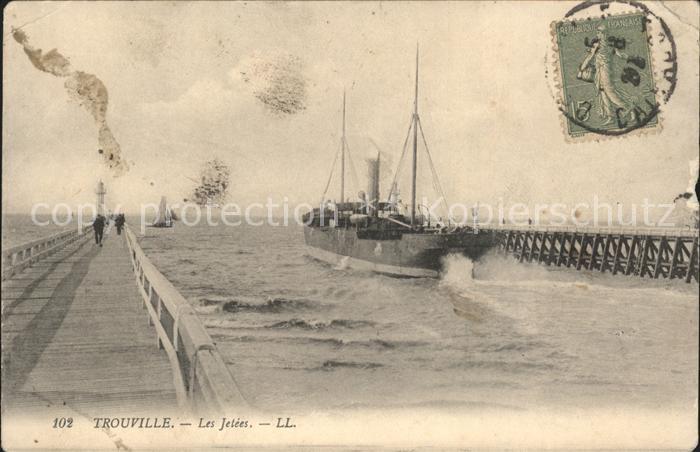 Trouville Havre Les Jetees Vapeur Stempel auf AK