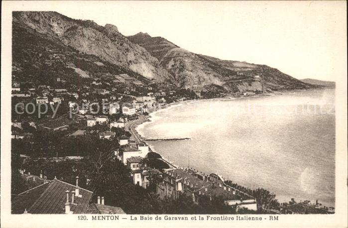 Menton Alpes Maritimes Baie de Garavan et Frontiere italienne