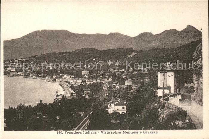 Menton Alpes Maritimes Frontiera Italiana Vista sobre Mentone