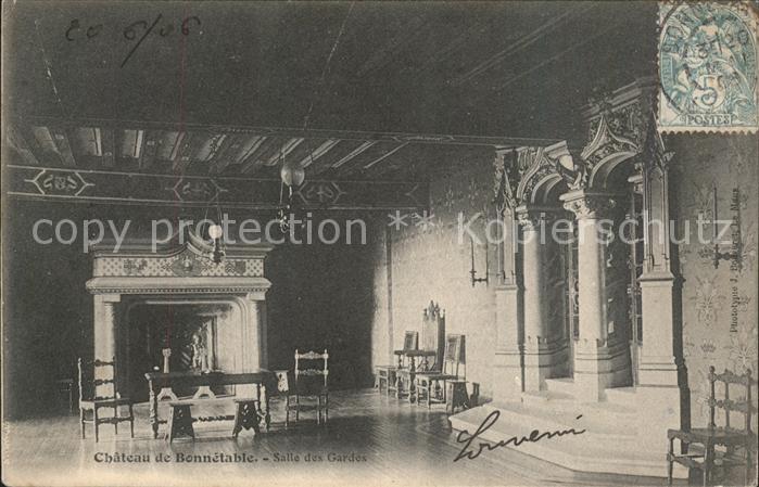 Bonnetable Chateau Salle des Gardes Stempel auf AK